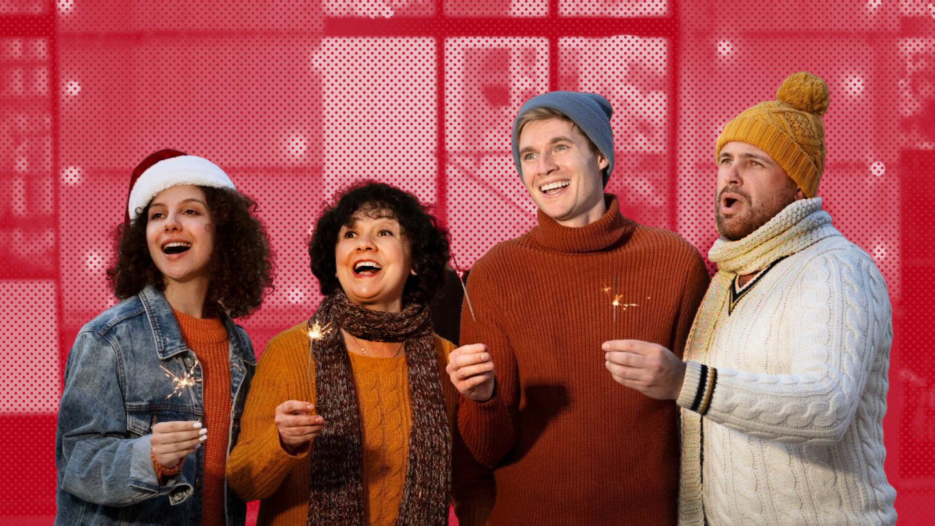 Weihnachtsfeier Scavenger Hunts Gruppe auf einer Weihnachtsfeier singt beschwingt Weihnachtslied